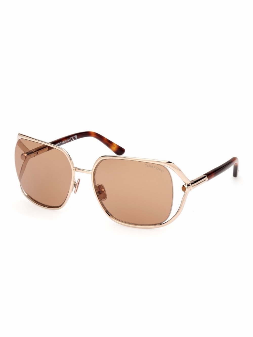 Tom Ford Gold Frame Brown Lens Women's Sunglasses with Tortoiseshell Temples